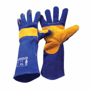 leather blue welding glove 40cm 1
